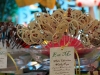 White Chocolate Lollipops with Violet Petals, Dried Raspberries and Pistachios (Taste Catering)